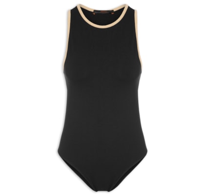 Body Nadador Decote Costas Bicolor - Preto