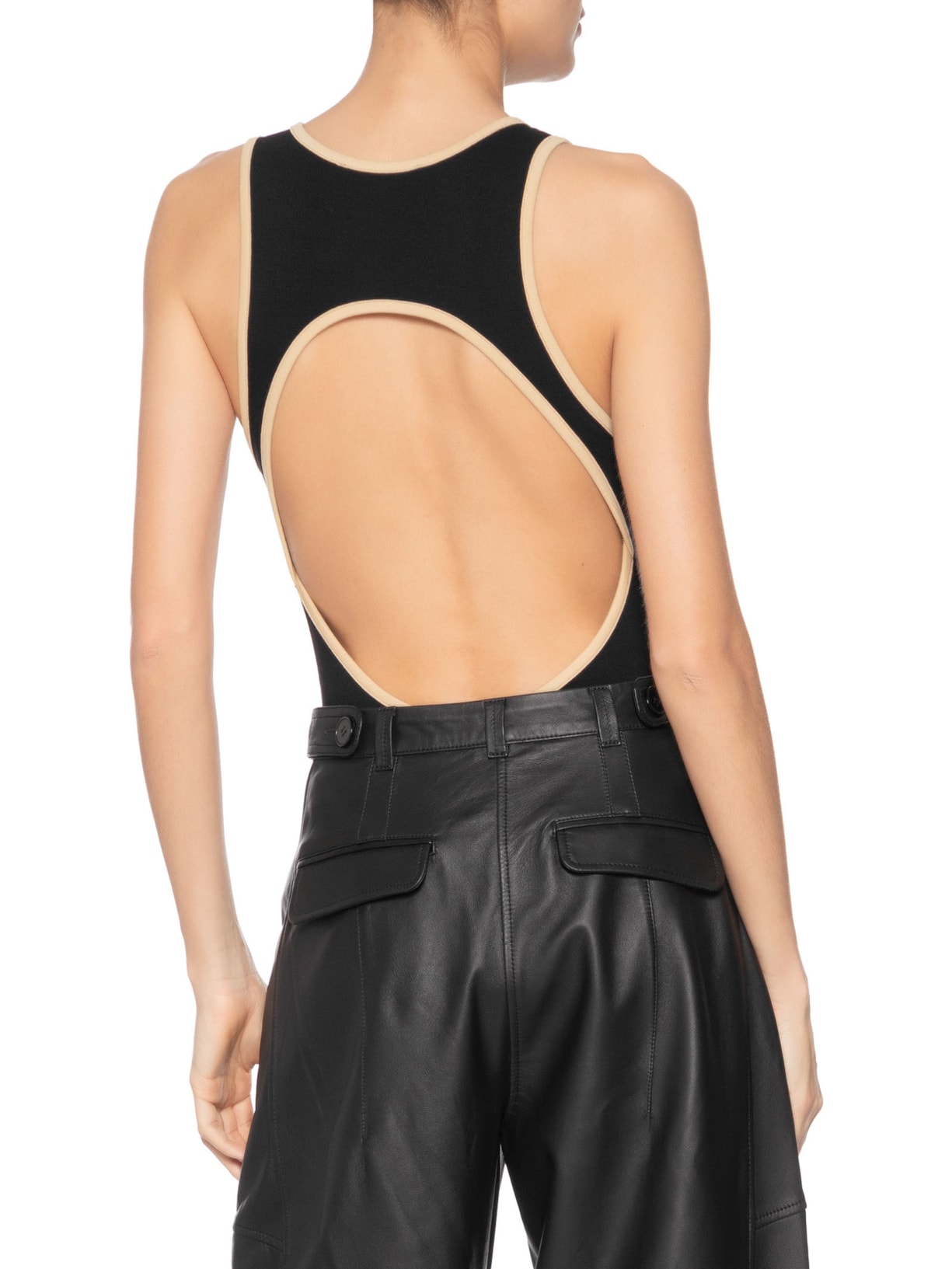 Body Nadador Decote nas Costas Bicolor  Preto Animale