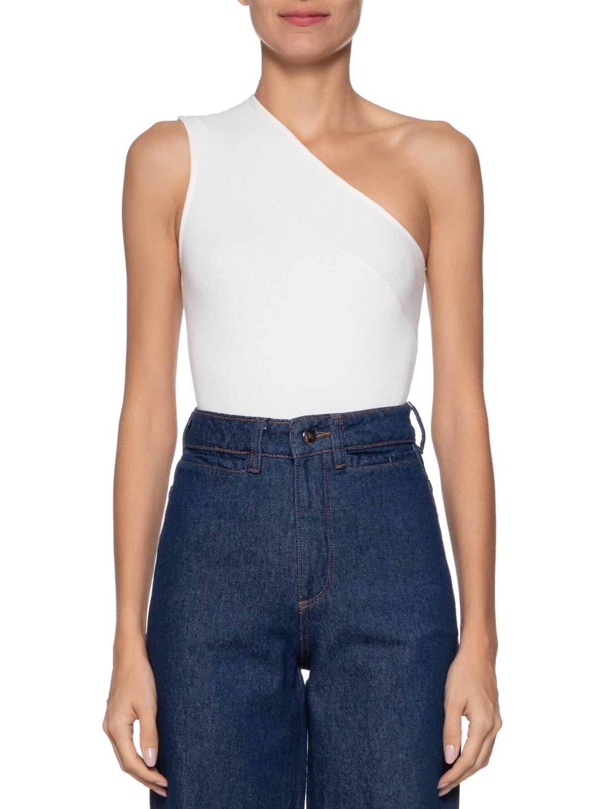 Body Ombro Só Em Malha Canelada Off White '2Essential