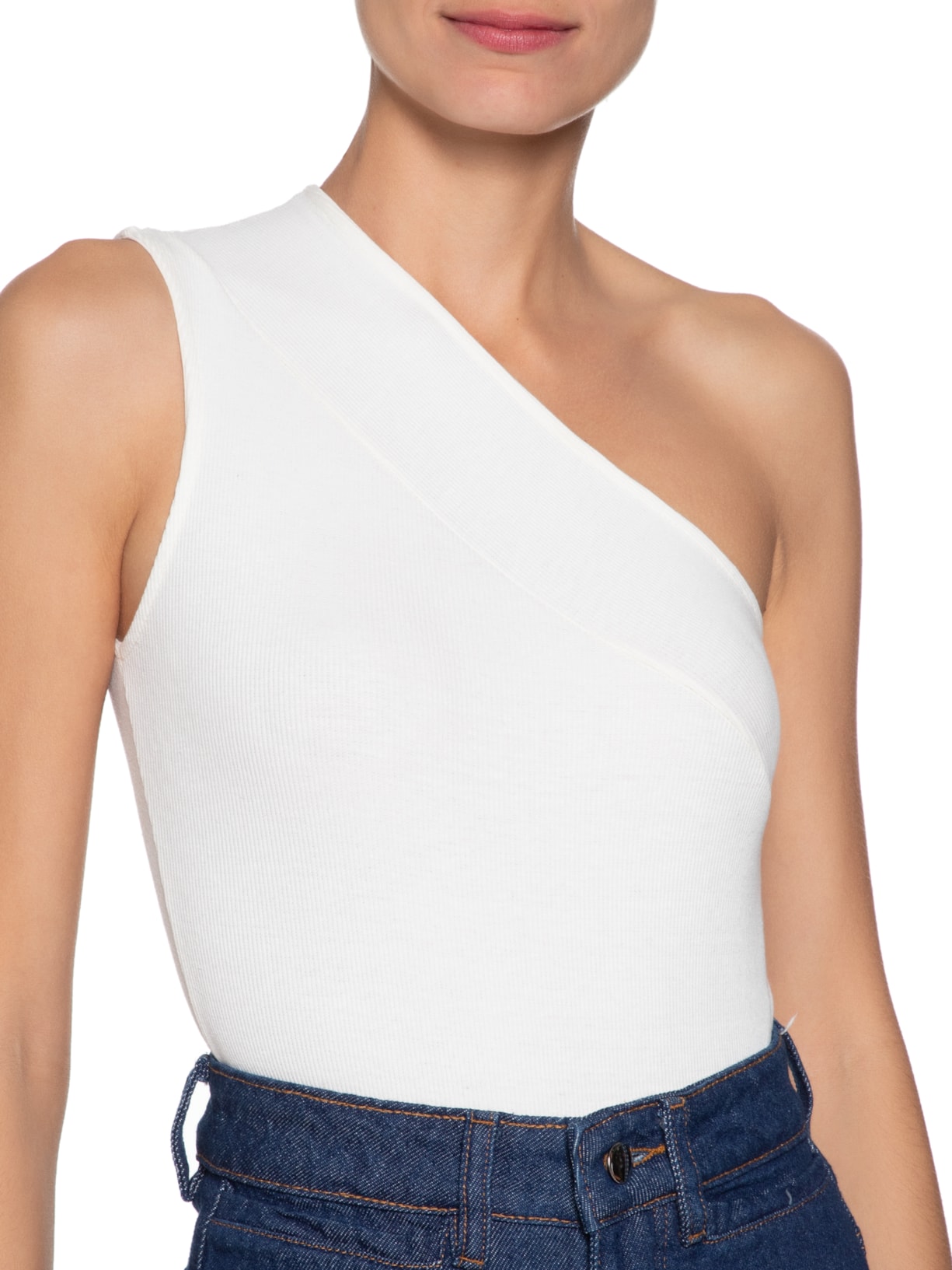 Body Ombro Só Em Malha Canelada Off White '2Essential