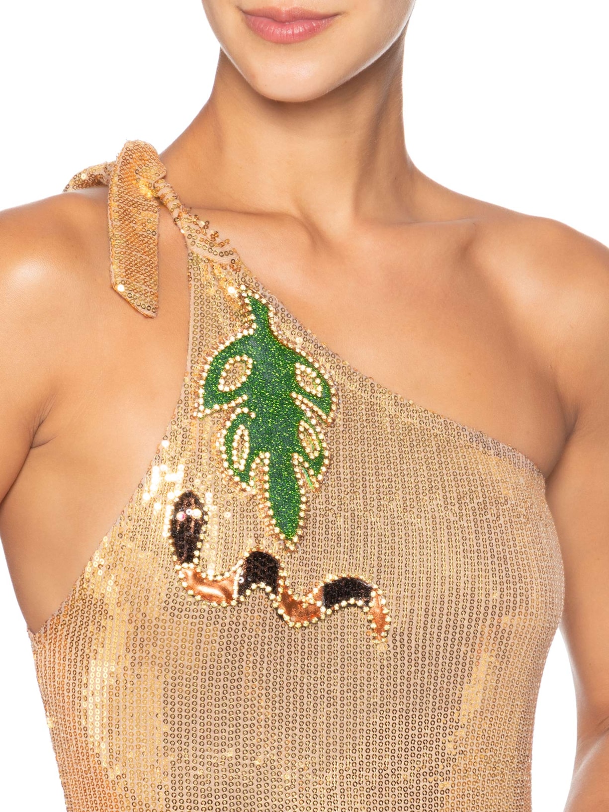 Body Paetê Com Cobra Dourado Dress To