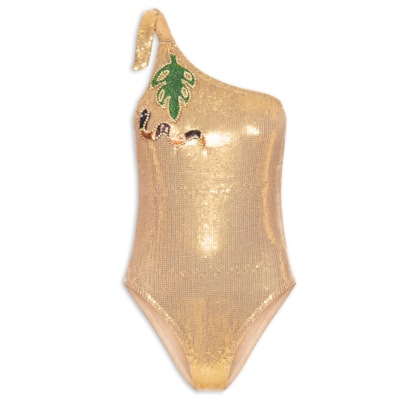 Body Paetê Com Cobra - Dourado