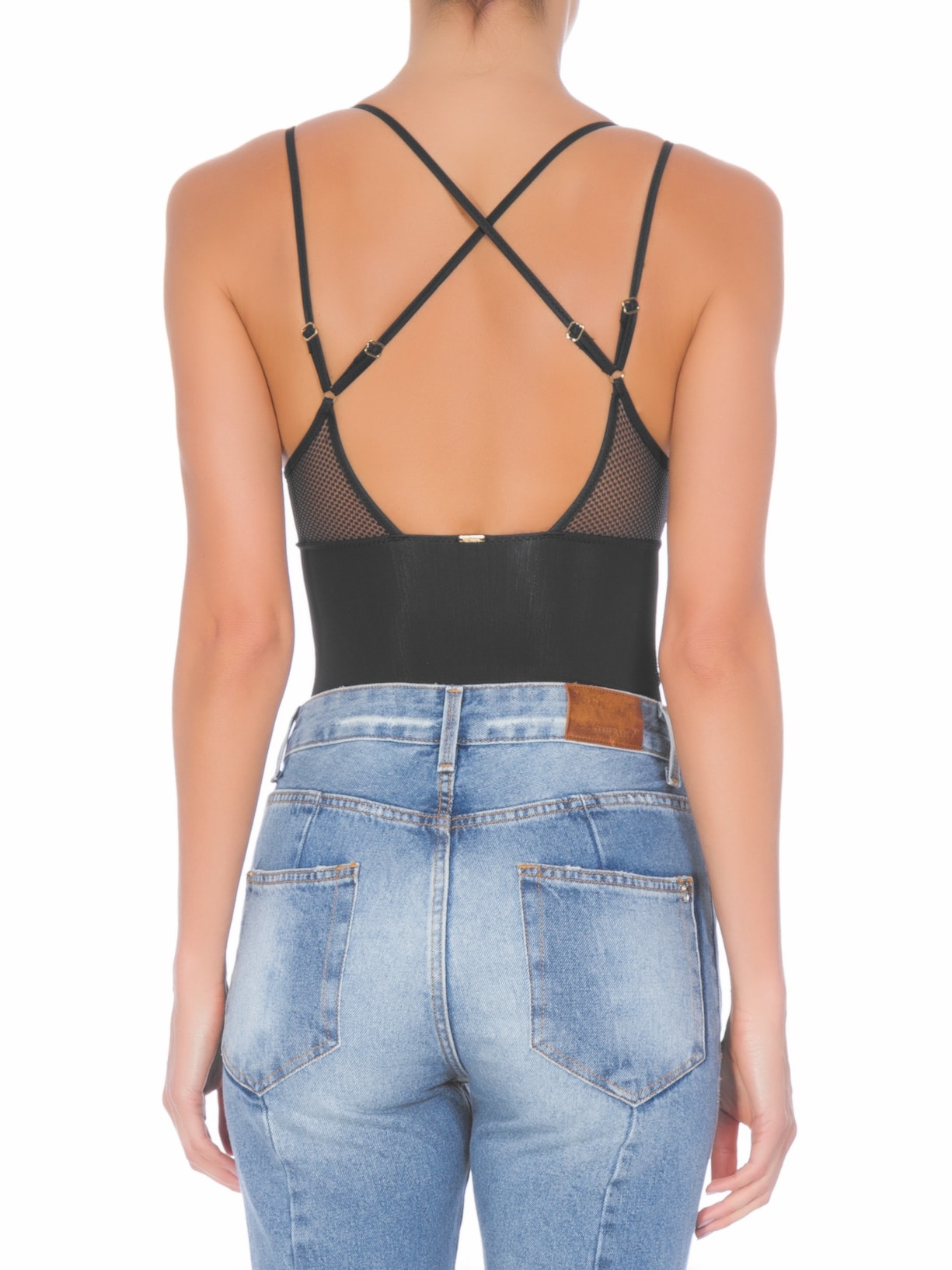 Body Recortes Preto Valisere