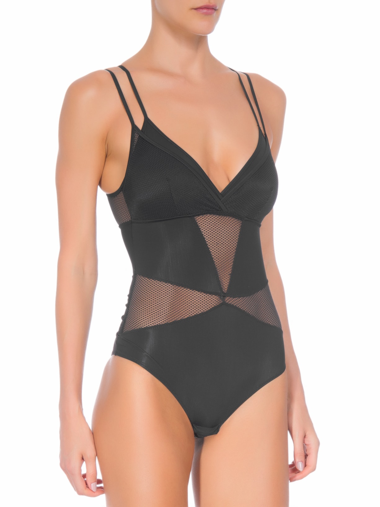 Body Recortes Preto Valisere