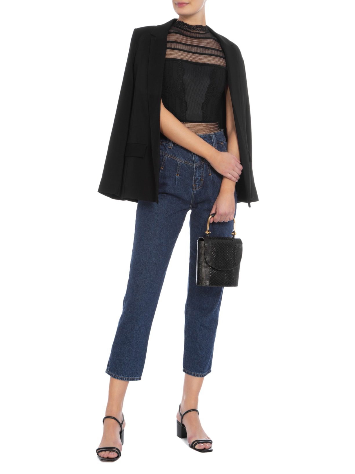 Body Regata De Renda Preto Valisere