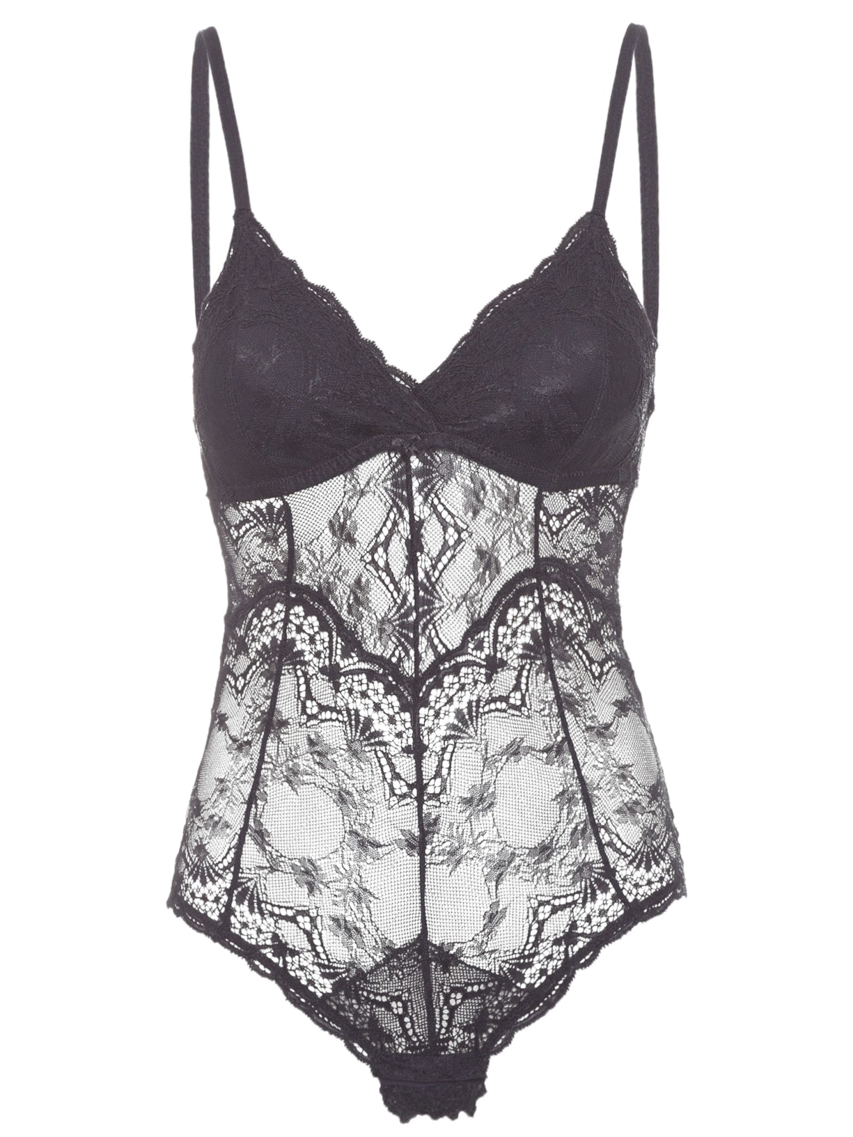 Body Renda Alças Finas - Preto