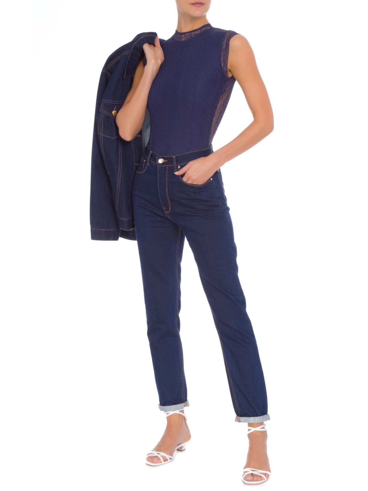 Body Renda Azul Valisere