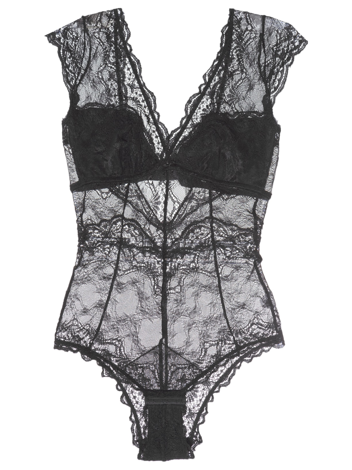 Body Renda Transparência - Preto