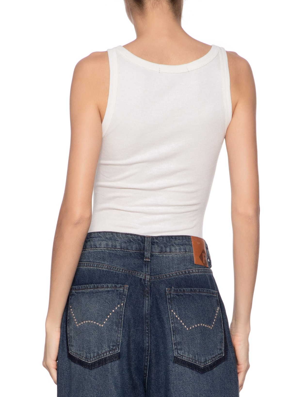 Body Ribana Decote Quadrado Branco Animale