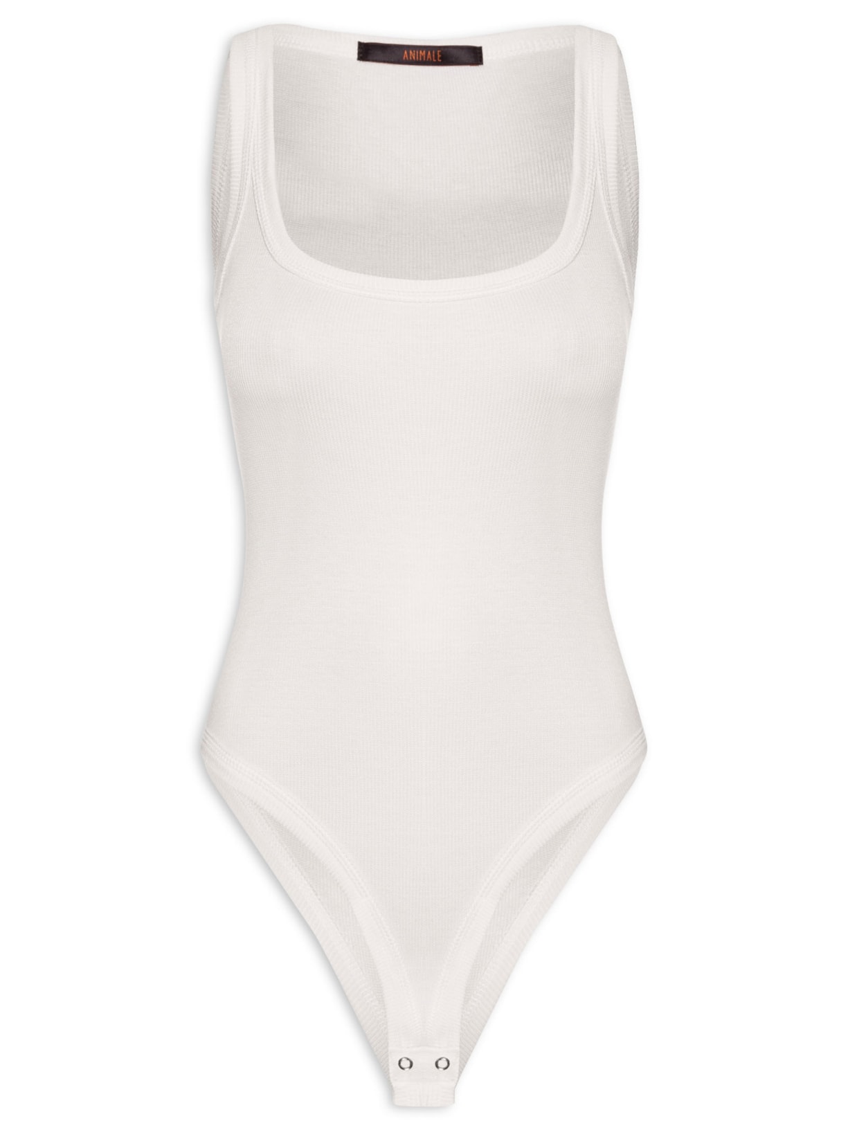 Body Ribana Decote Quadrado Branco Animale