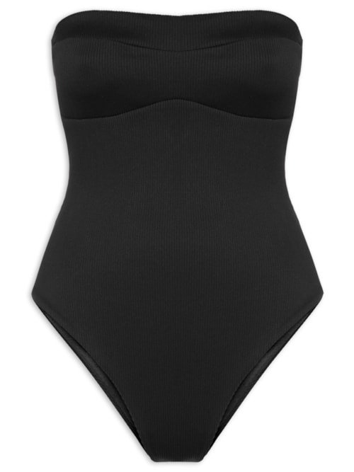 Body Sem Alça Nervura - Preto