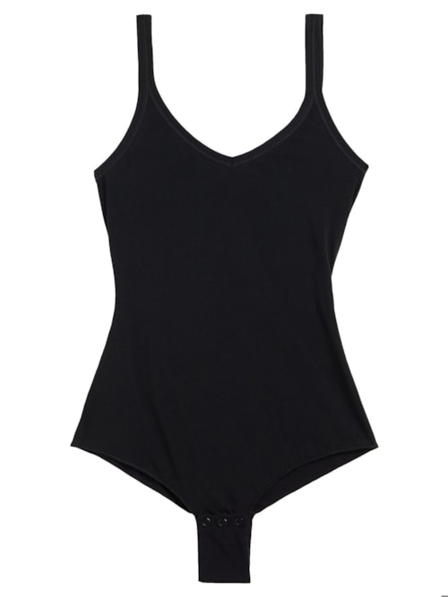 Body Sem Mangas Em Algodão Supima® Ultralight - Preto