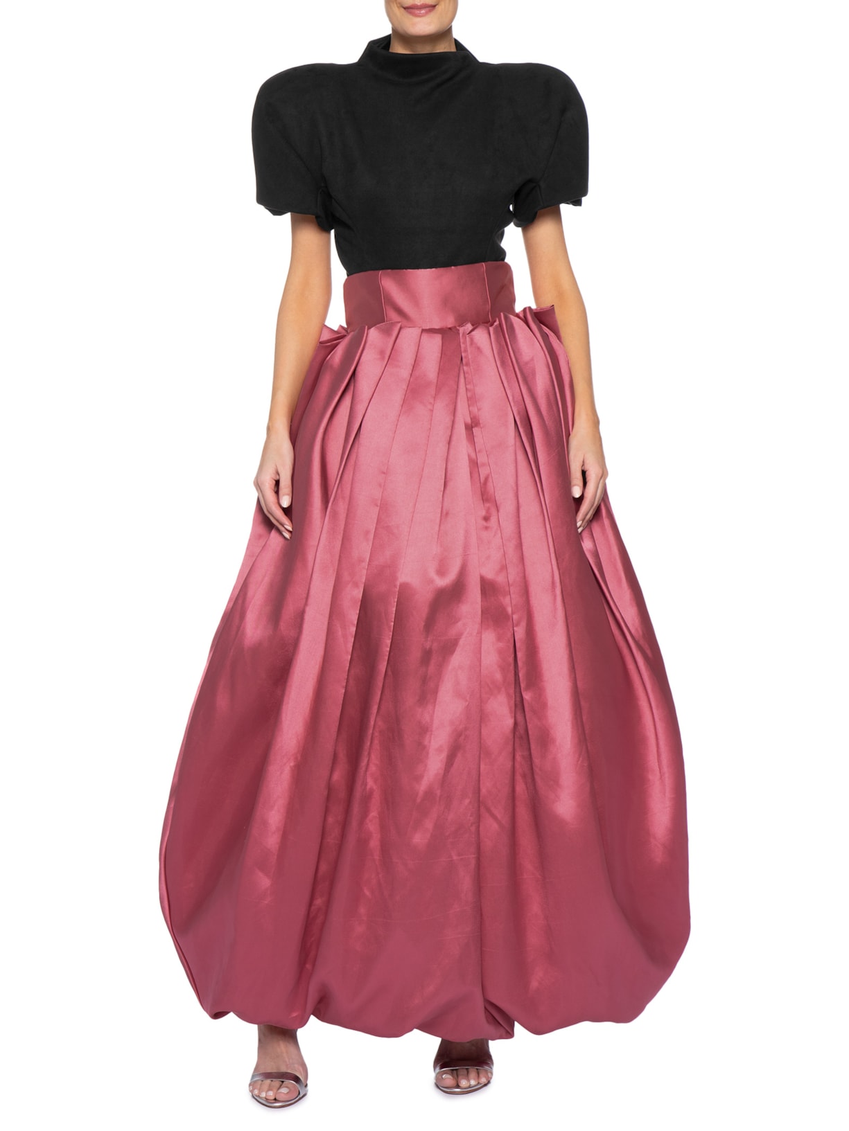 Body Suede E Saia Pregas 3D Rosa Fauve