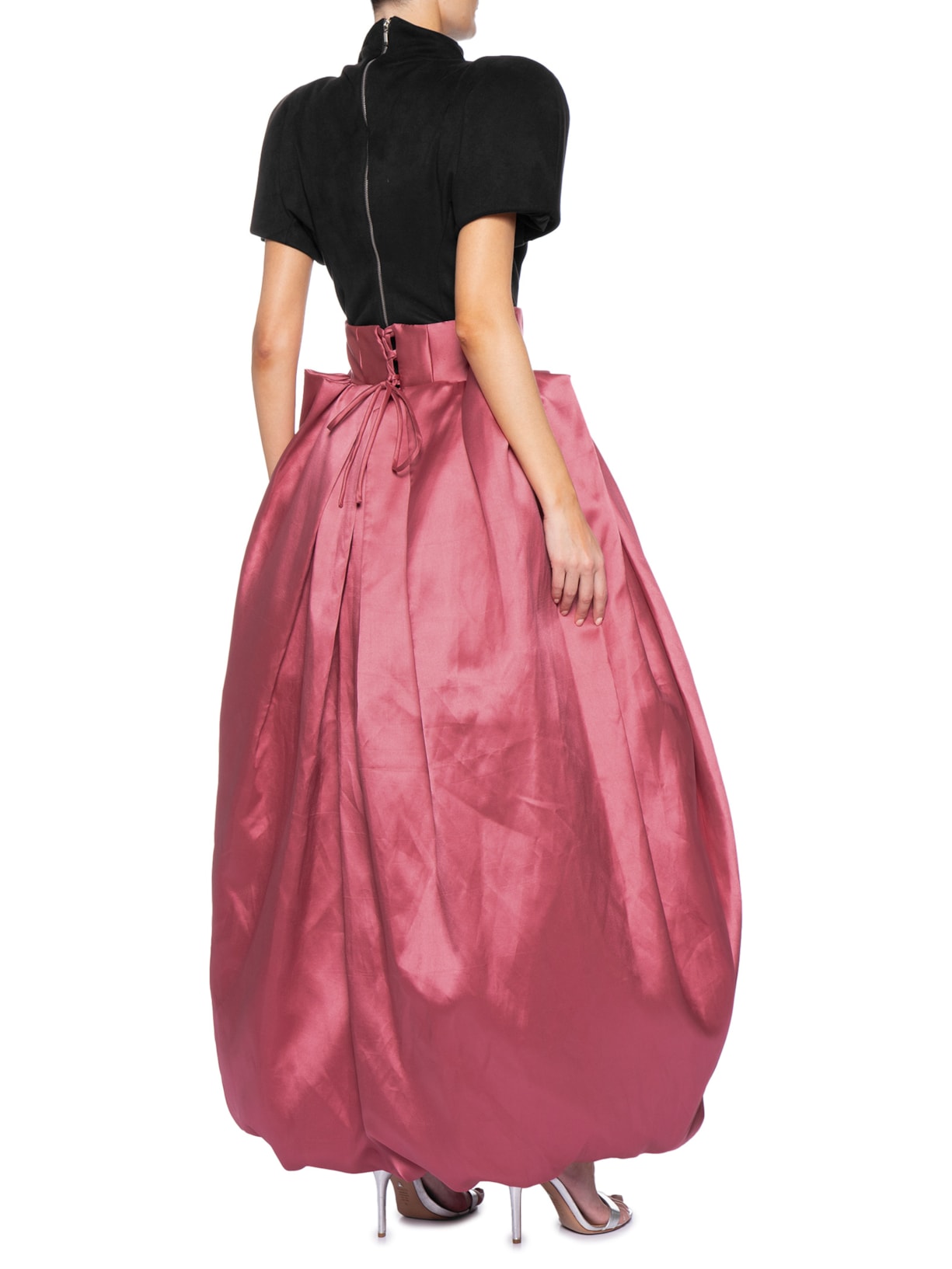 Body Suede E Saia Pregas 3D Rosa Fauve