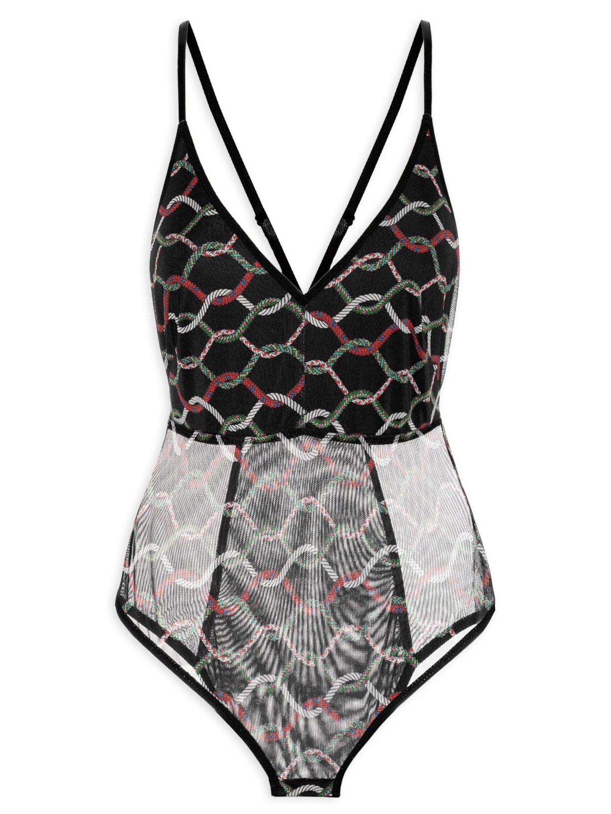 Body Tule Corda Escura - Preto