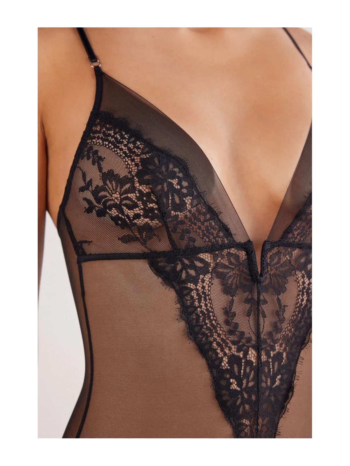 Body Tule e Renda Sheer Glamour Preto Intimissimi