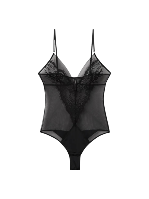 Body Tule e Renda Sheer Glamour - Preto