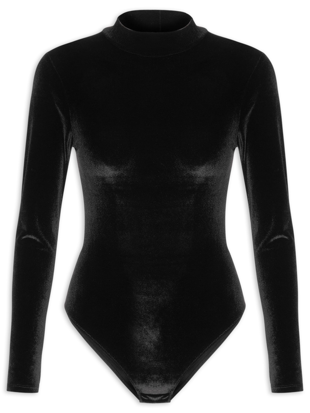 Body Under Manga Longa Veludo - Preto