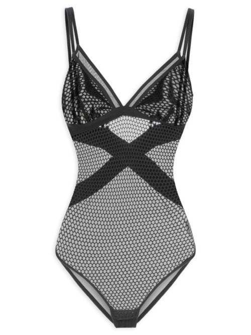 Body Under Mix Tela E Tule - Preto