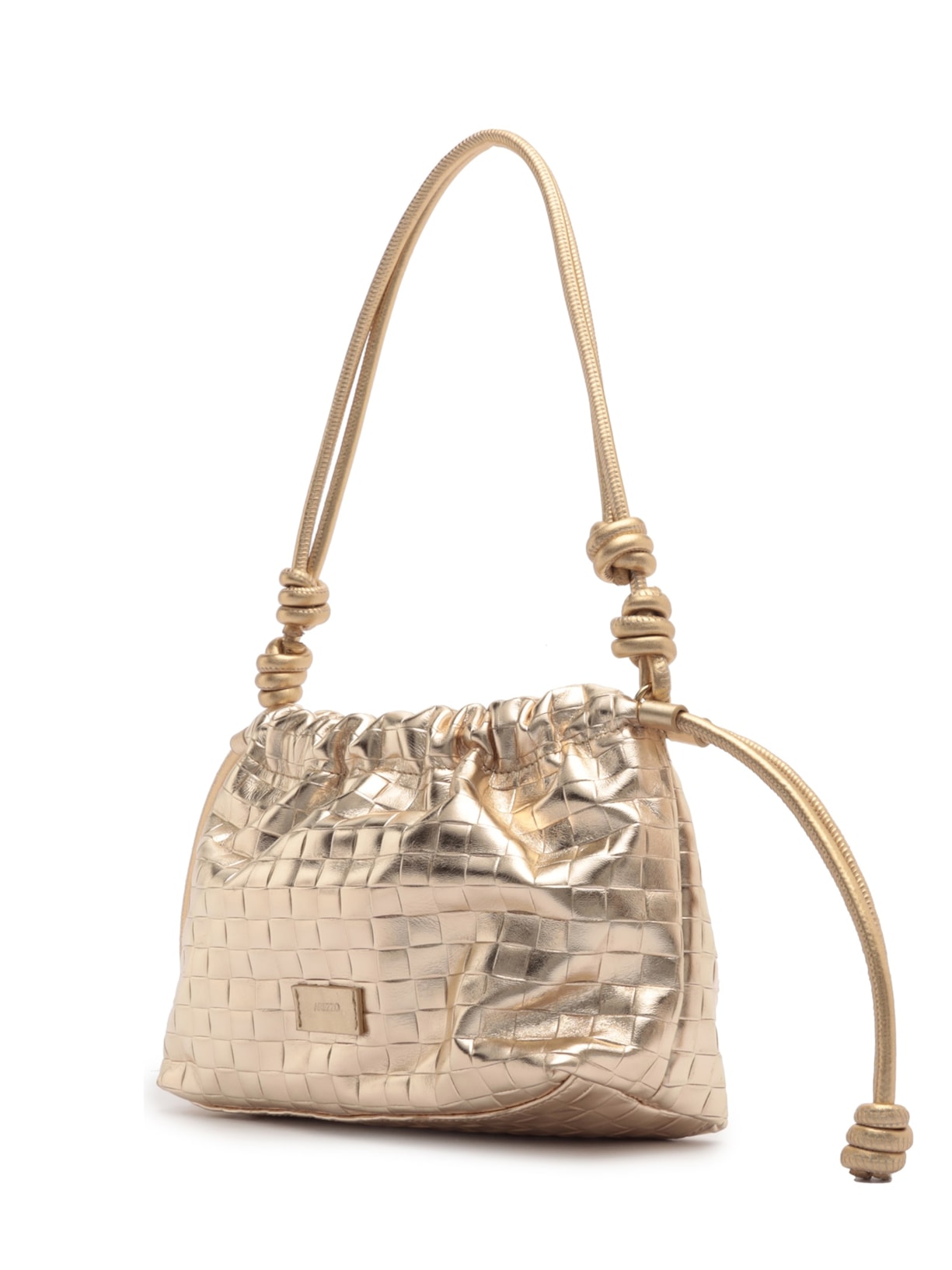 Bolsa Bucket Dourada Couro Tressê Média Dourado Arezzo