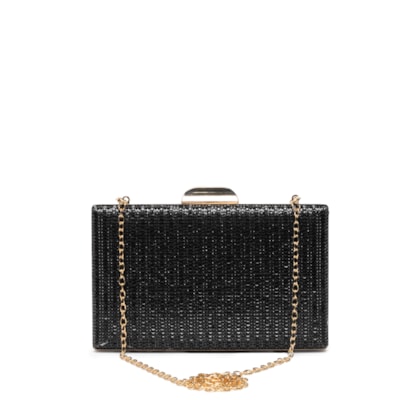 Bolsa Clutch Feminina Com Strass - Preto