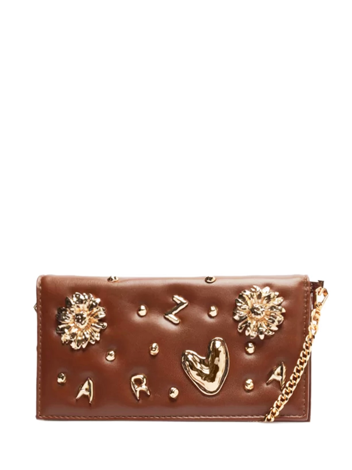 Bolsa Clutch Feminina Couro Pequena Metais Fun - Marrom