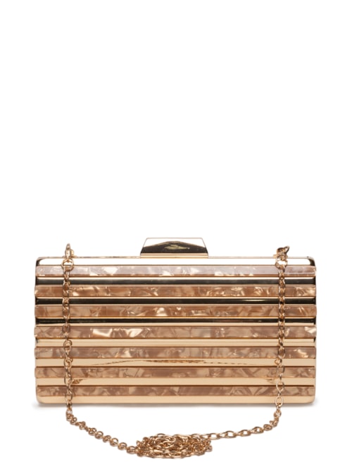 Bolsa Clutch Feminina Perolada - Dourada