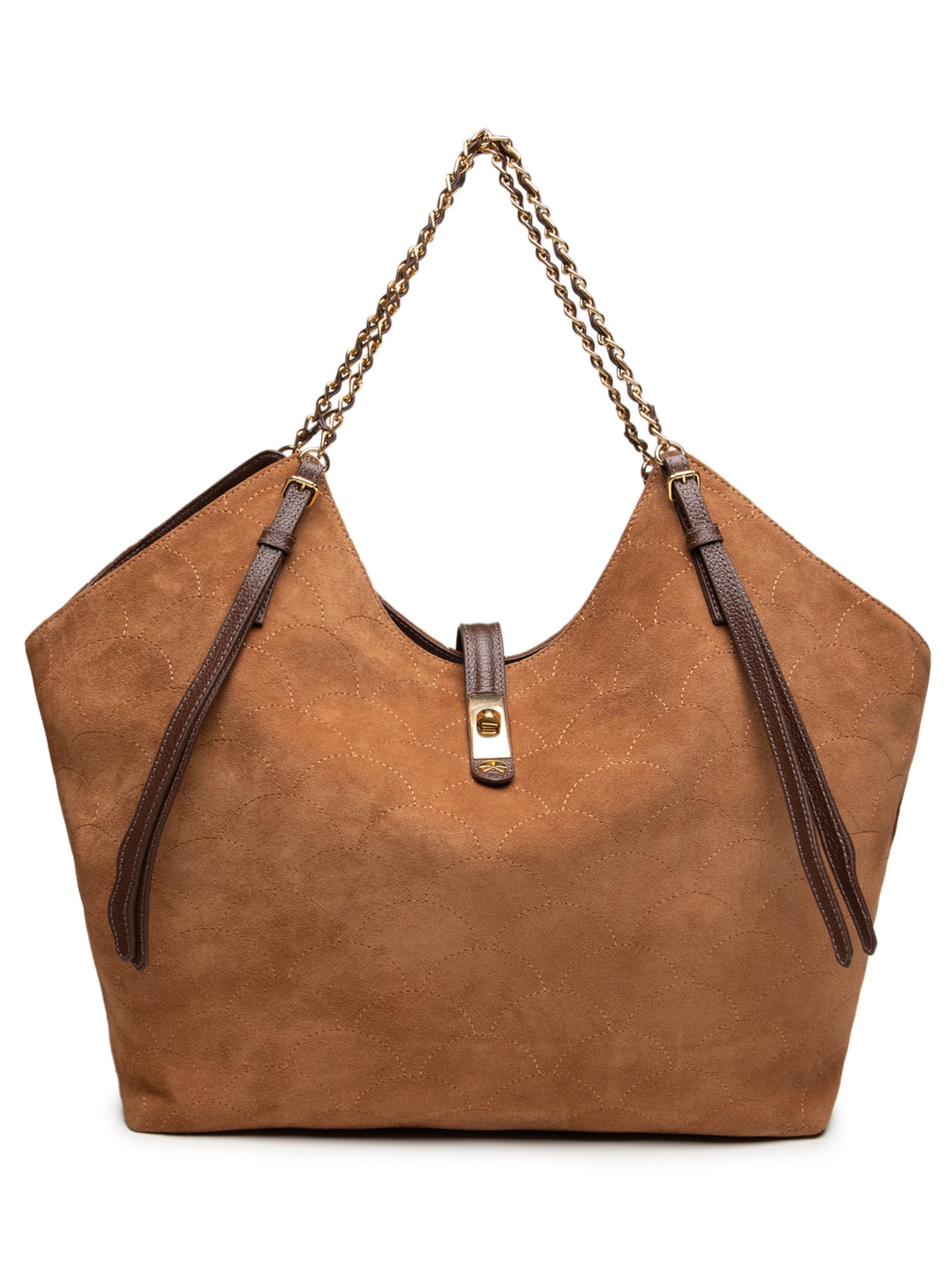 Bolsa De Ombro Feminina Camurça Viena Marrom Luiza Barcelos