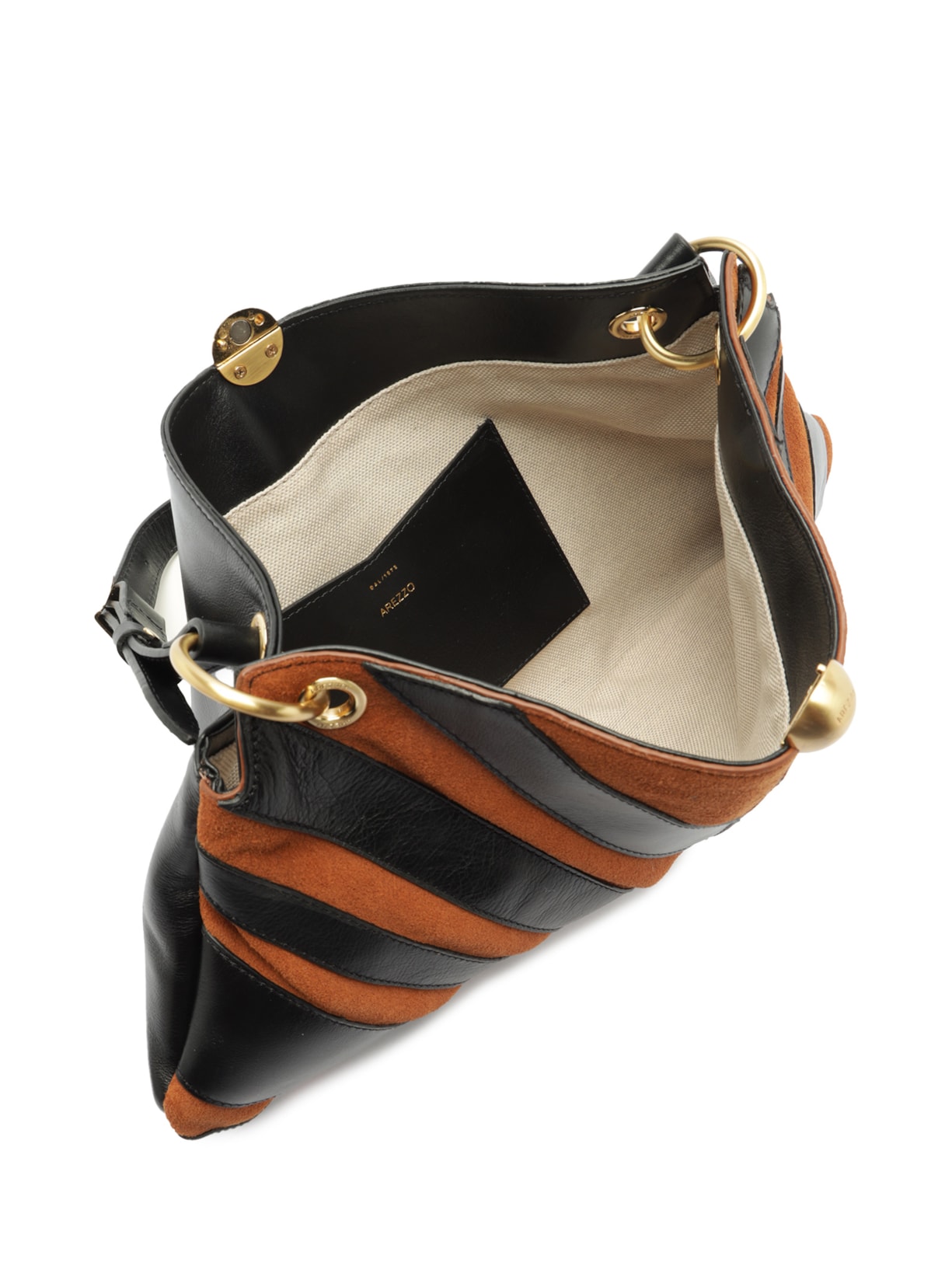 Bolsa de Ombro Grande Patchwork Chevron – Marrom Arezzo