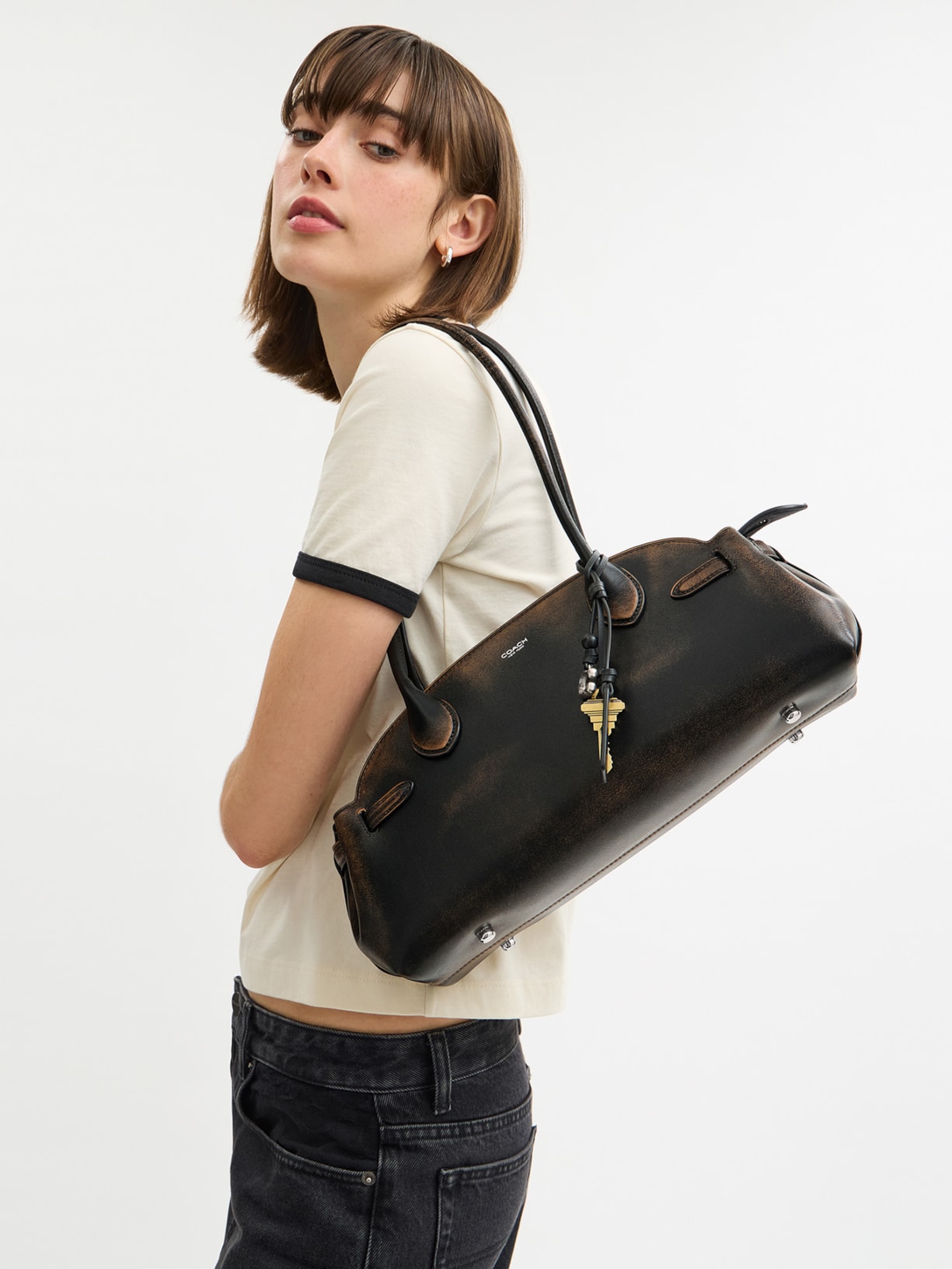 Bolsa Empire Carryall 34 Loved Leather Feminino  Preto Coach