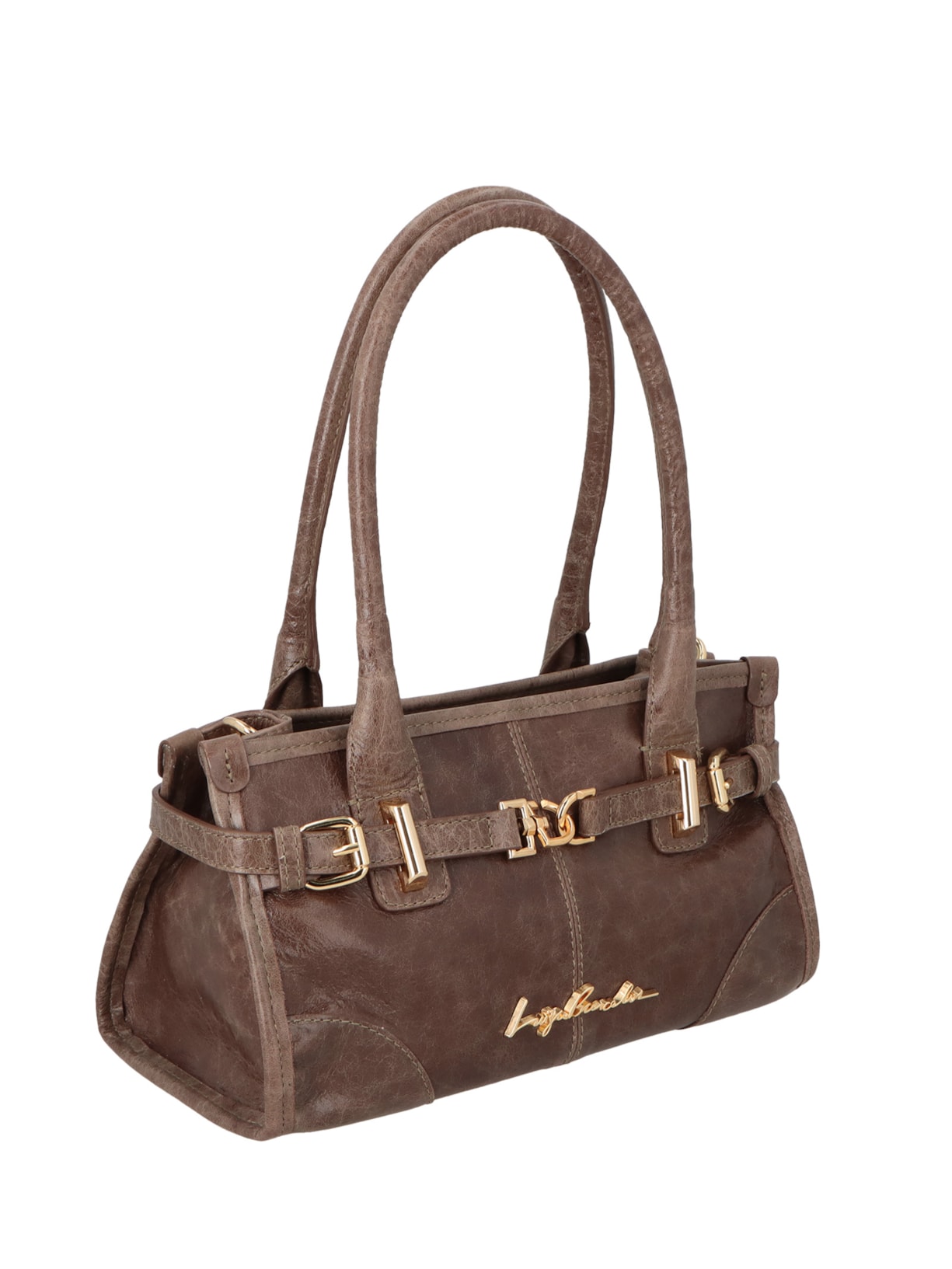 Bolsa Feminina Alças Alongadas Em Couro Marrom Luiza Barcelos