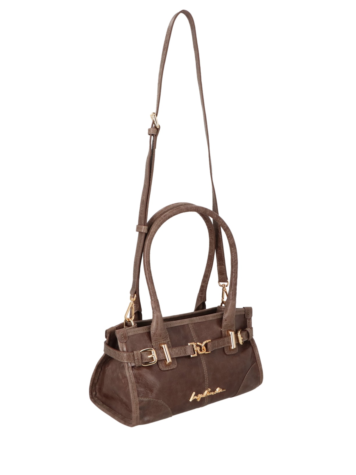 Bolsa Feminina Alças Alongadas Em Couro Marrom Luiza Barcelos