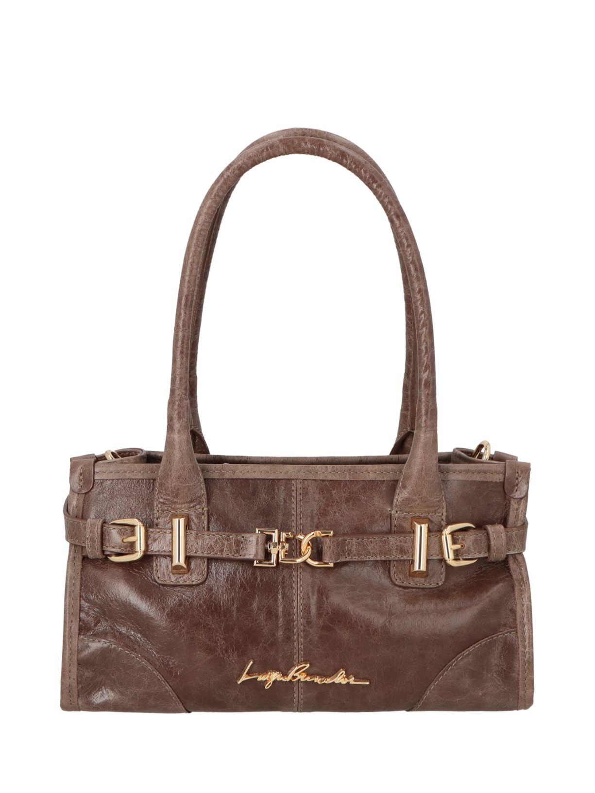 Bolsa Feminina Alças Alongadas Em Couro - Marrom