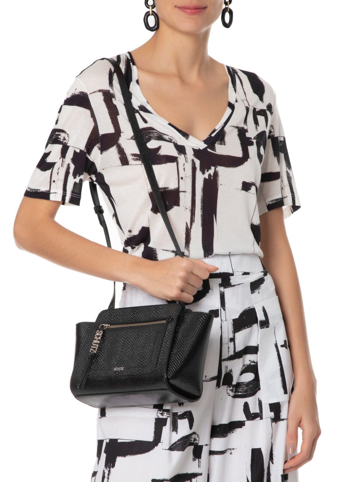 Bolsa Feminina Arizona Tecno Croco Preto Schutz