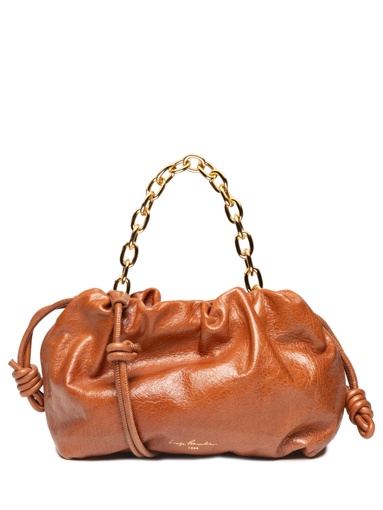 Bolsa Feminina Atlanta Caramelo Enfeites Ouro - Marrom