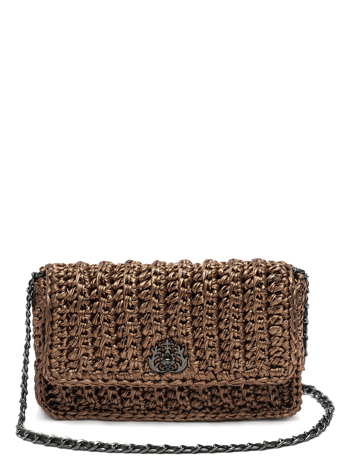 Bolsa Feminina Baguete Crochet Gisele - Marrom
