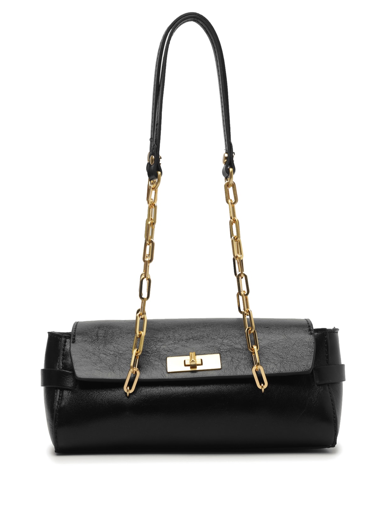 Bolsa Feminina Baguete Eddie Couro - Preto