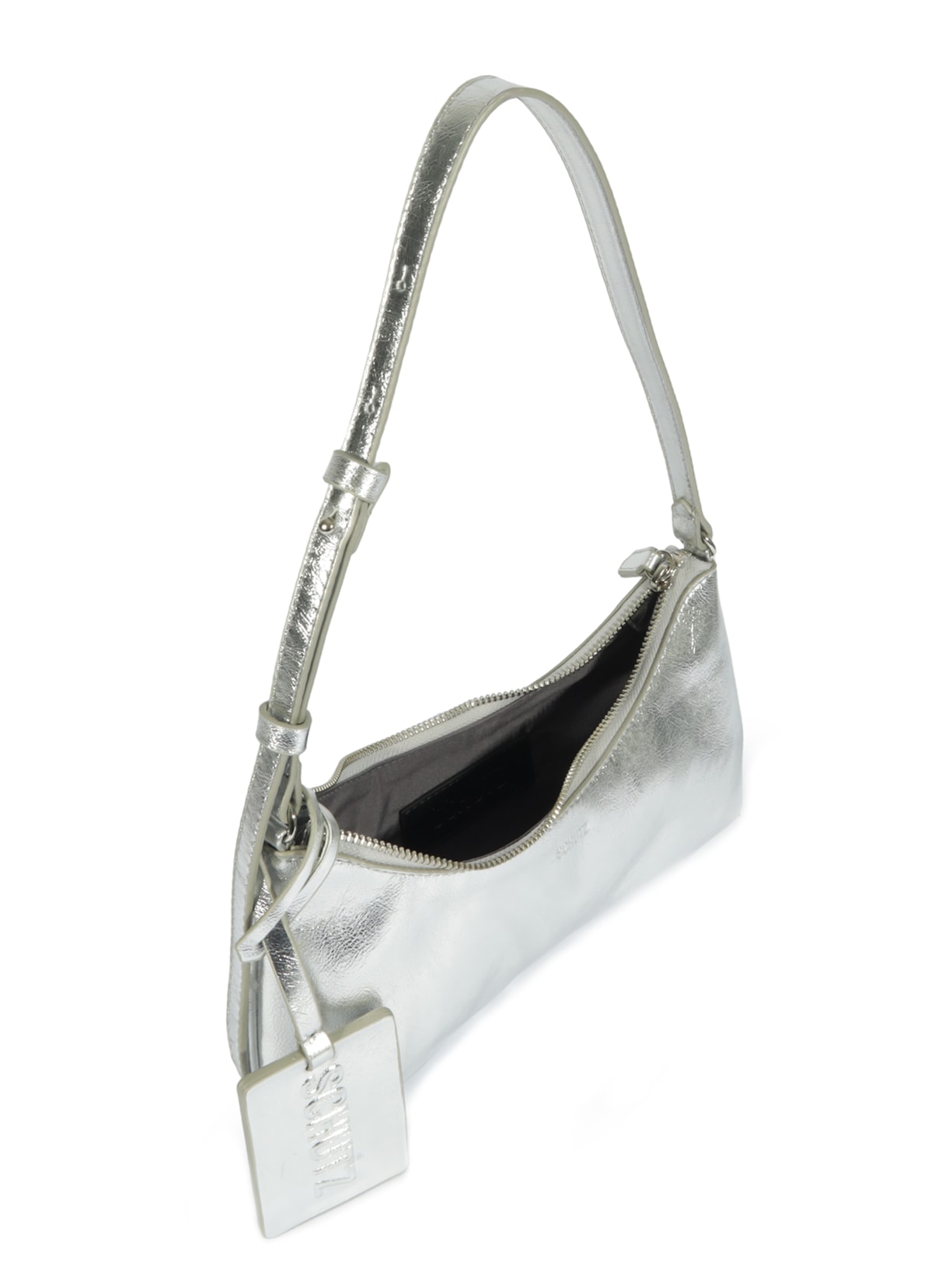 Bolsa Feminina Baguete Média Prateado Schutz