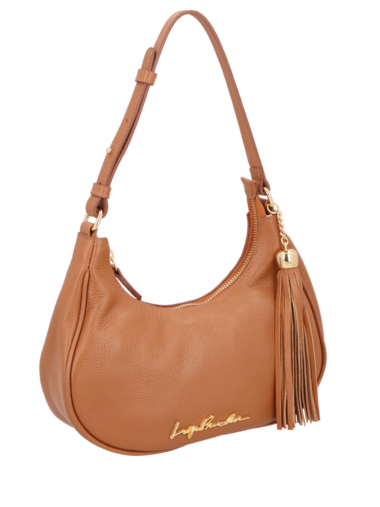 Bolsa Feminina Baguete Meia Lua Em Couro Marrom Luiza Barcelos