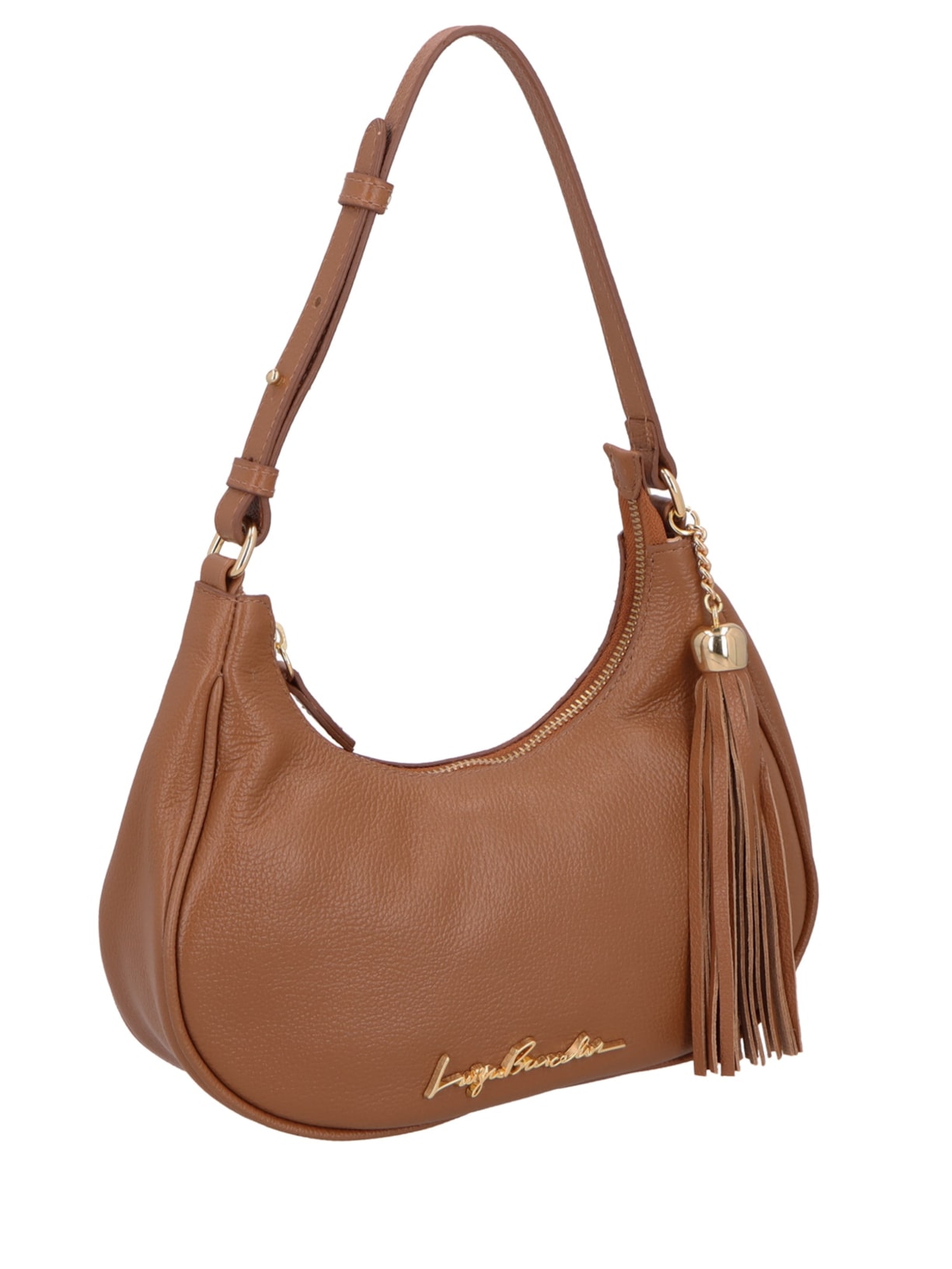Bolsa Feminina Baguete Meia Lua Em Couro Marrom Luiza Barcelos