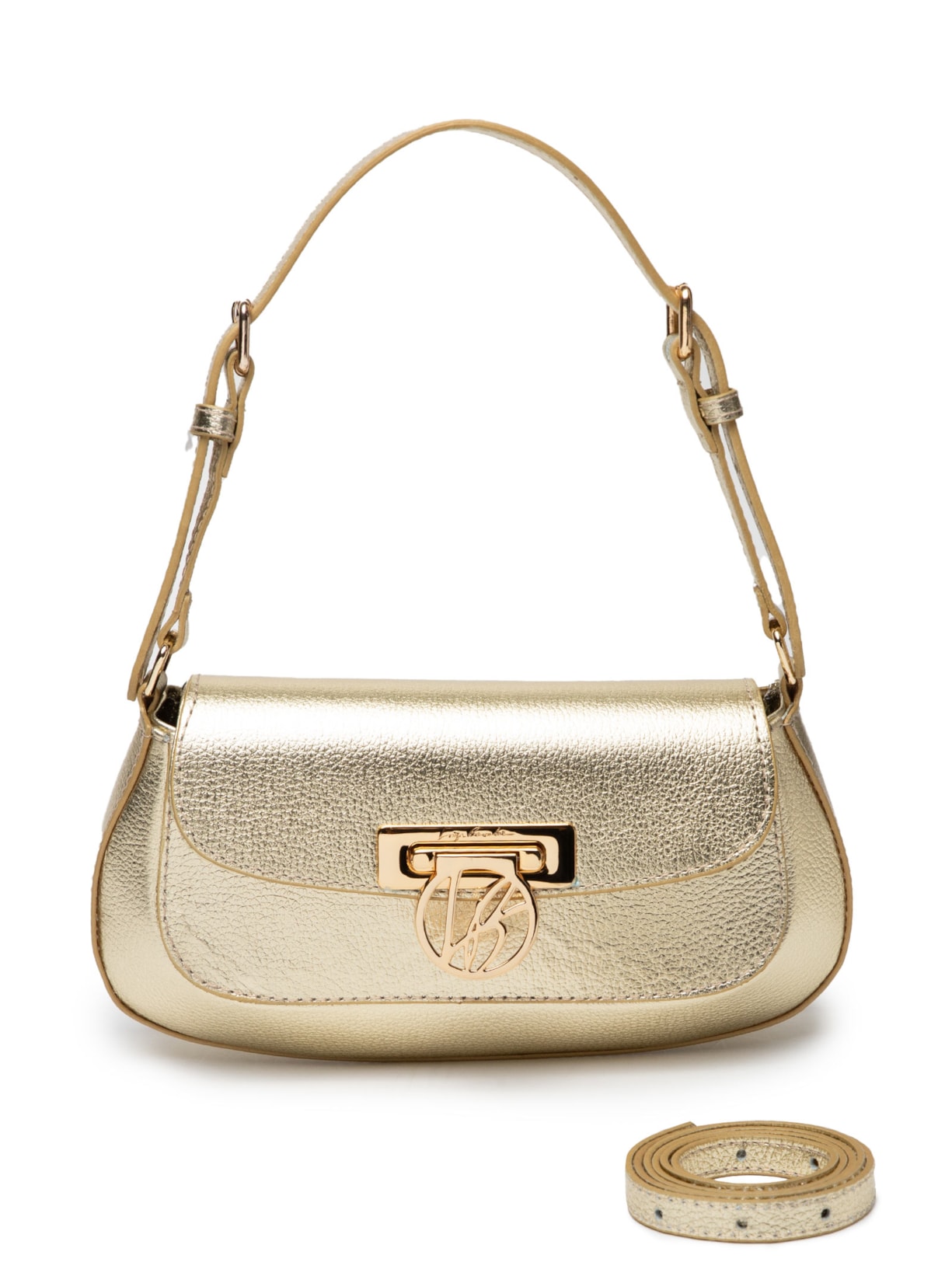 Bolsa Feminina Baguete Metalizada - Dourado