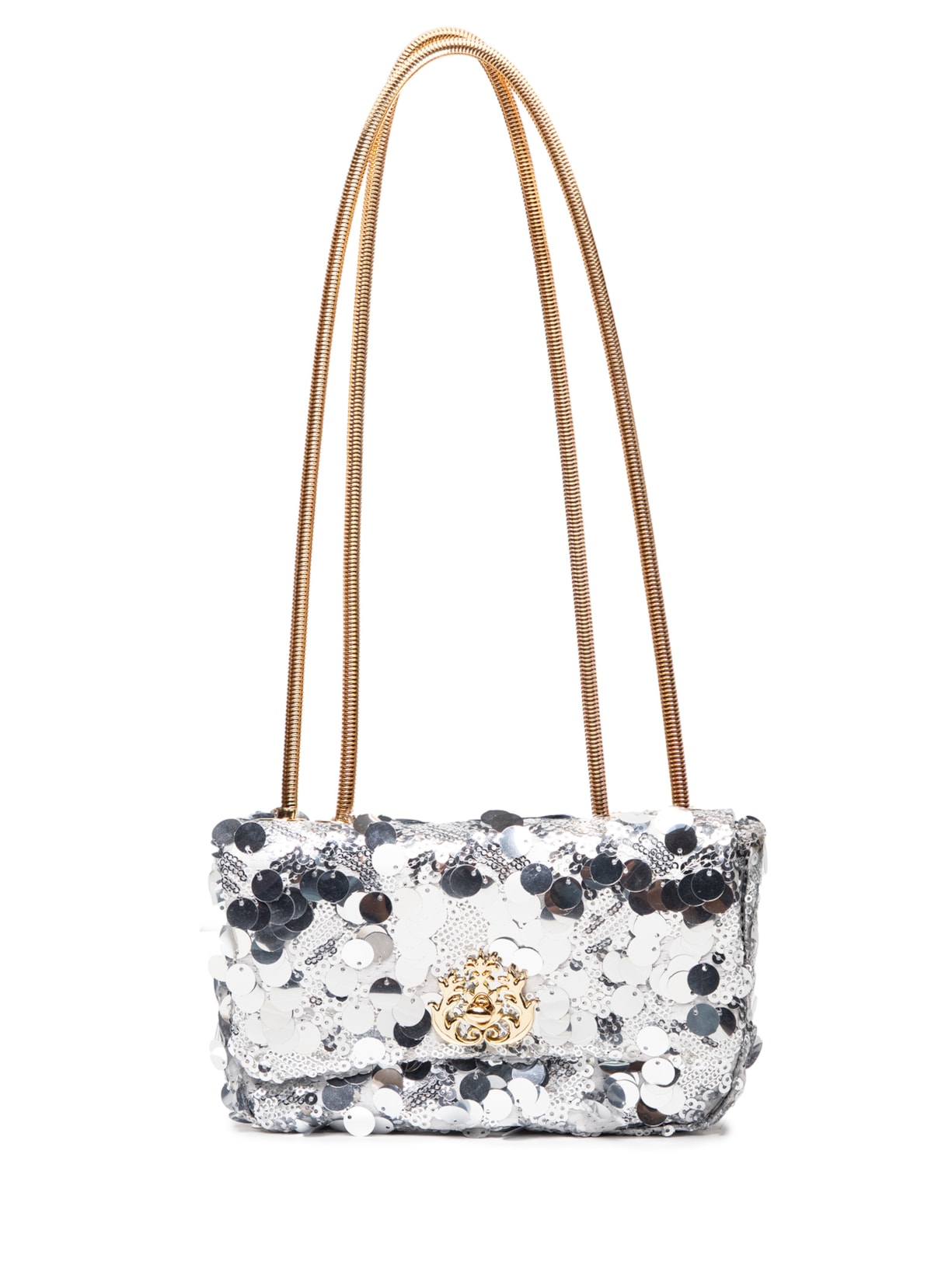 Bolsa Feminina Baguete Paetês - Prata