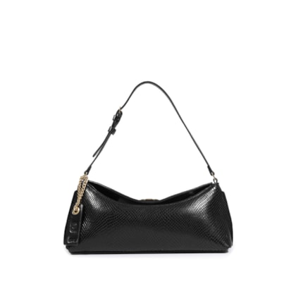 Bolsa Feminina Baguete Víbora Napa - Preto