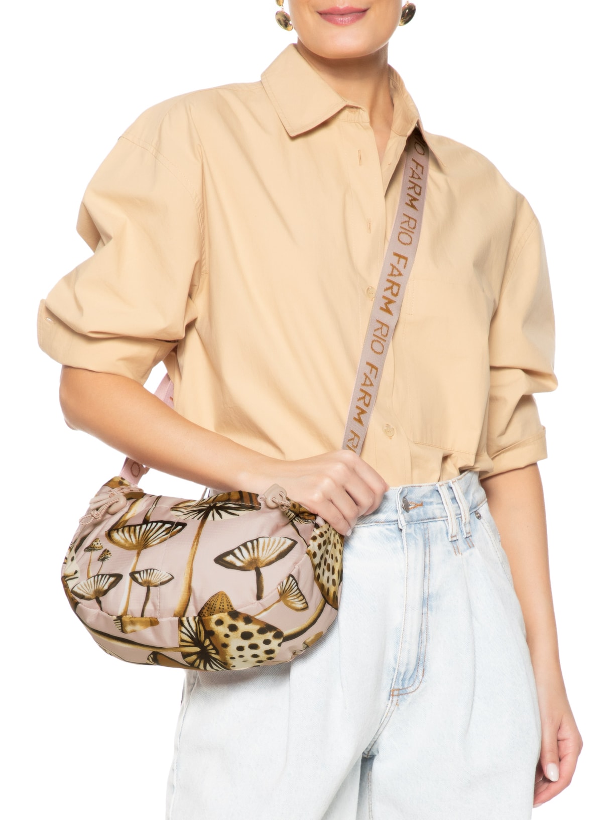 Bolsa Feminina Banana P Cogumelo Rosa Farm Etc