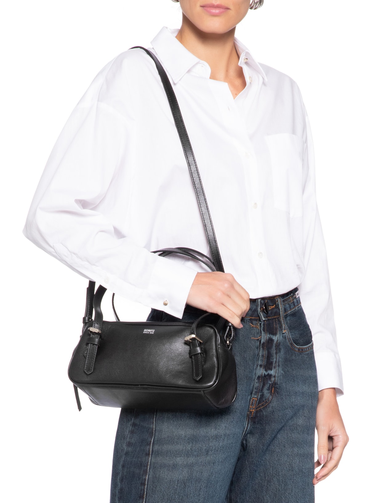 Bolsa Feminina Baquete Napa Glove Preto Schutz