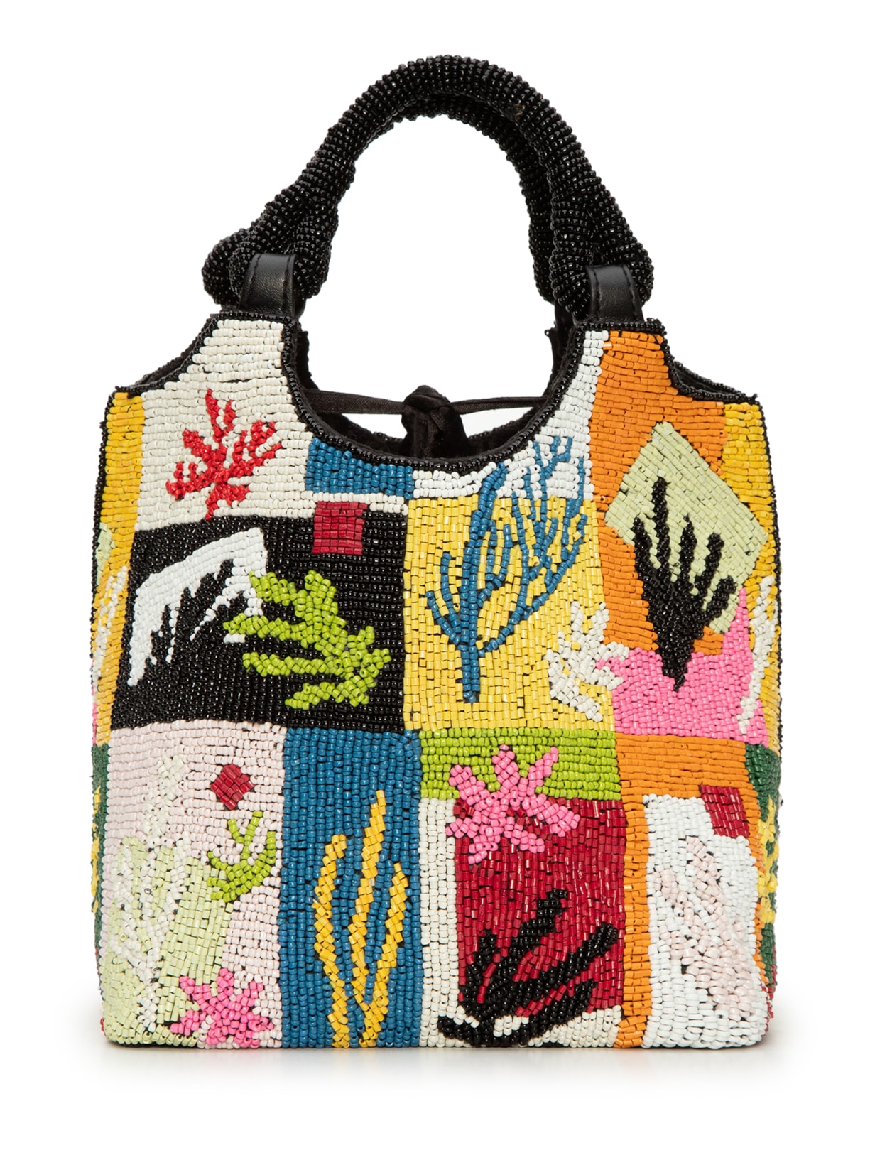 Bolsa Feminina Beaded Cote Bag Coral Patchwork - Preto