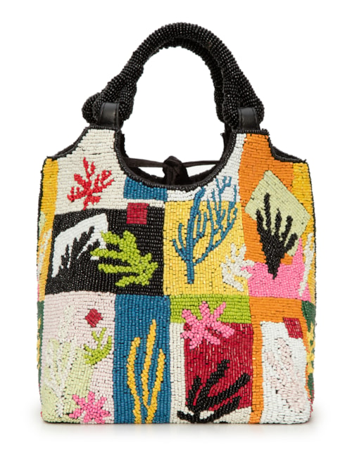 Bolsa Feminina Beaded Cote Bag Coral Patchwork - Preto