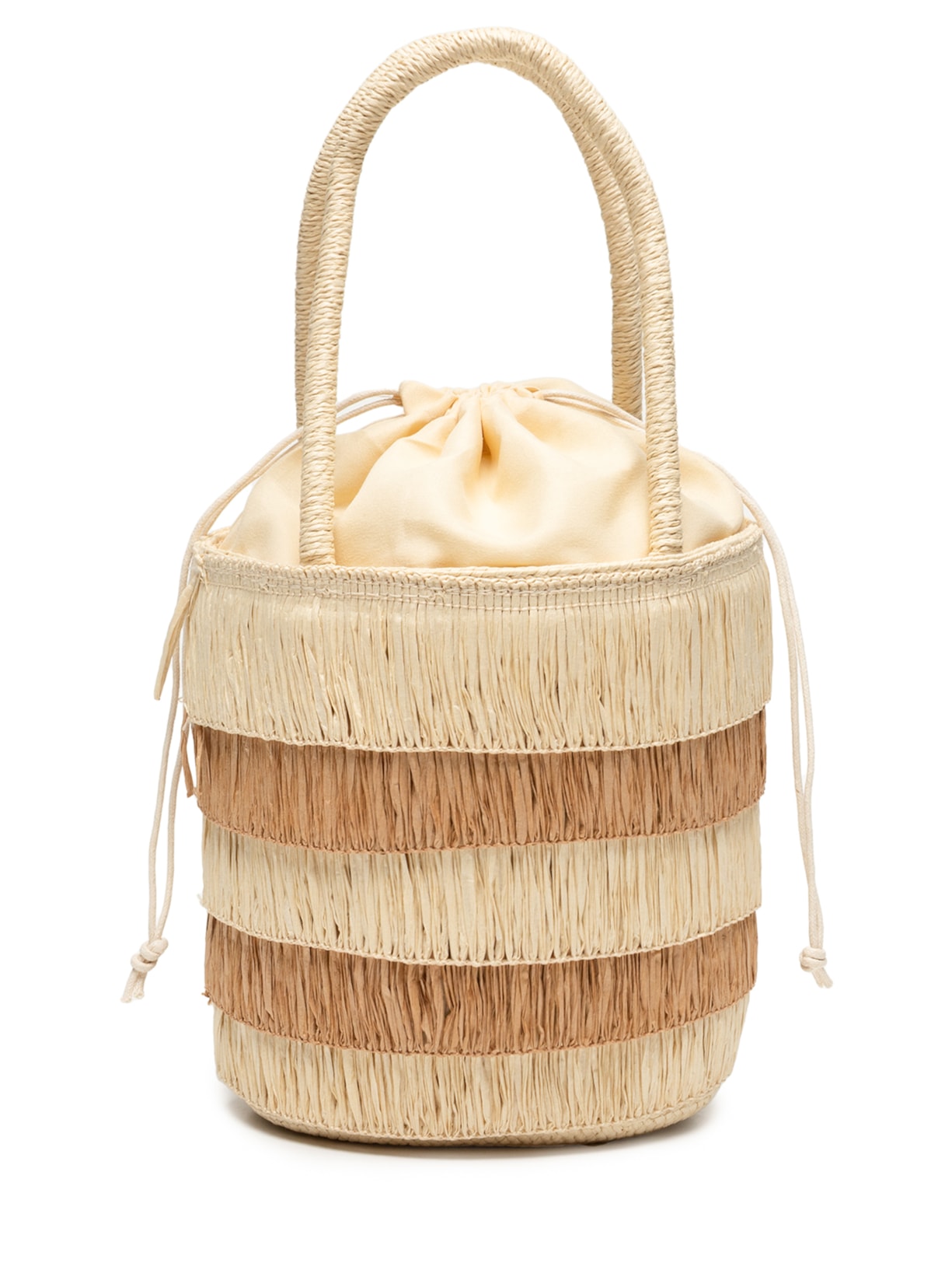 Bolsa Feminina Bicolor em Palha - Bege