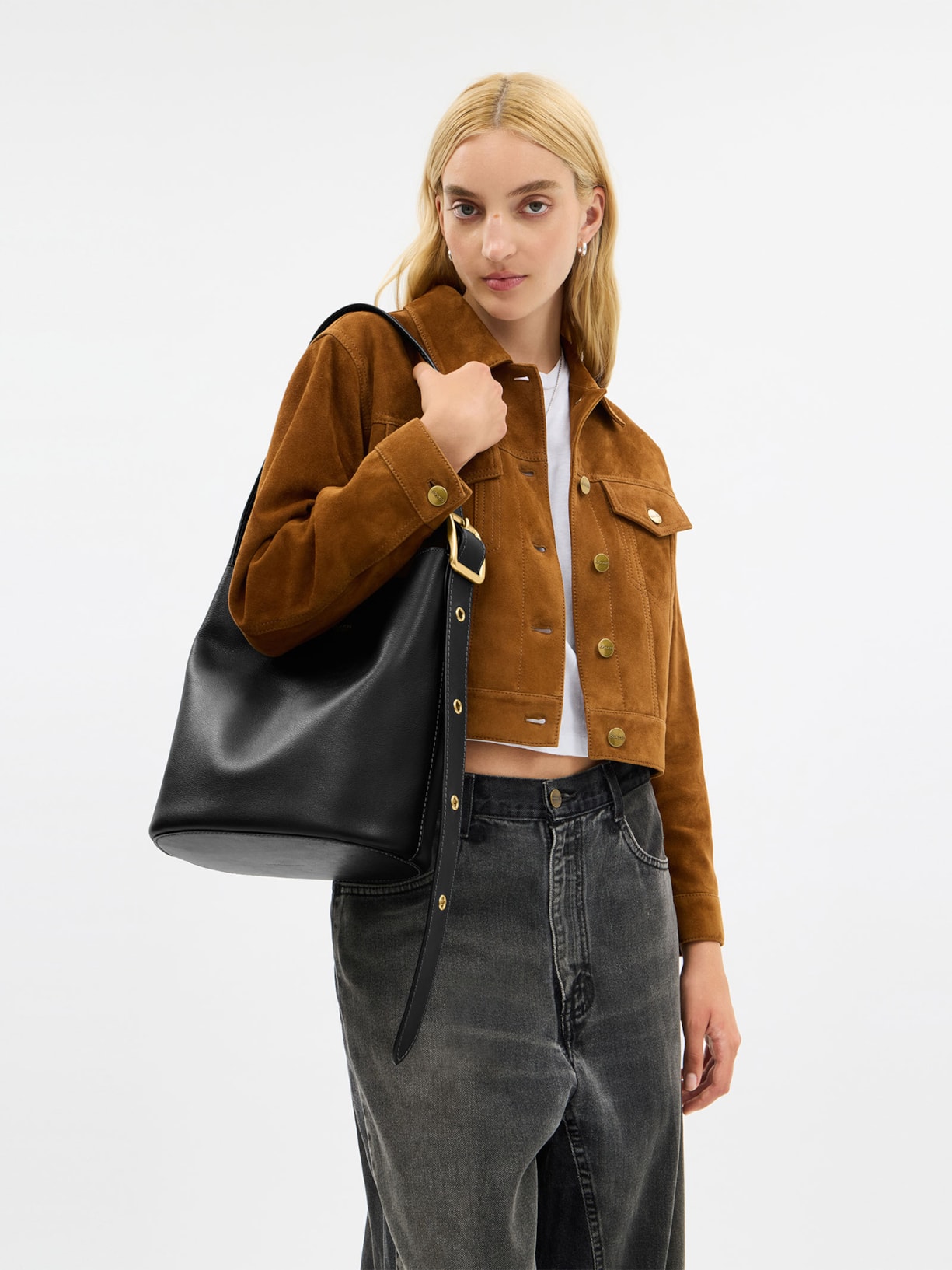 Bolsa Feminina Bleecker Bucket Média  Preto Coach