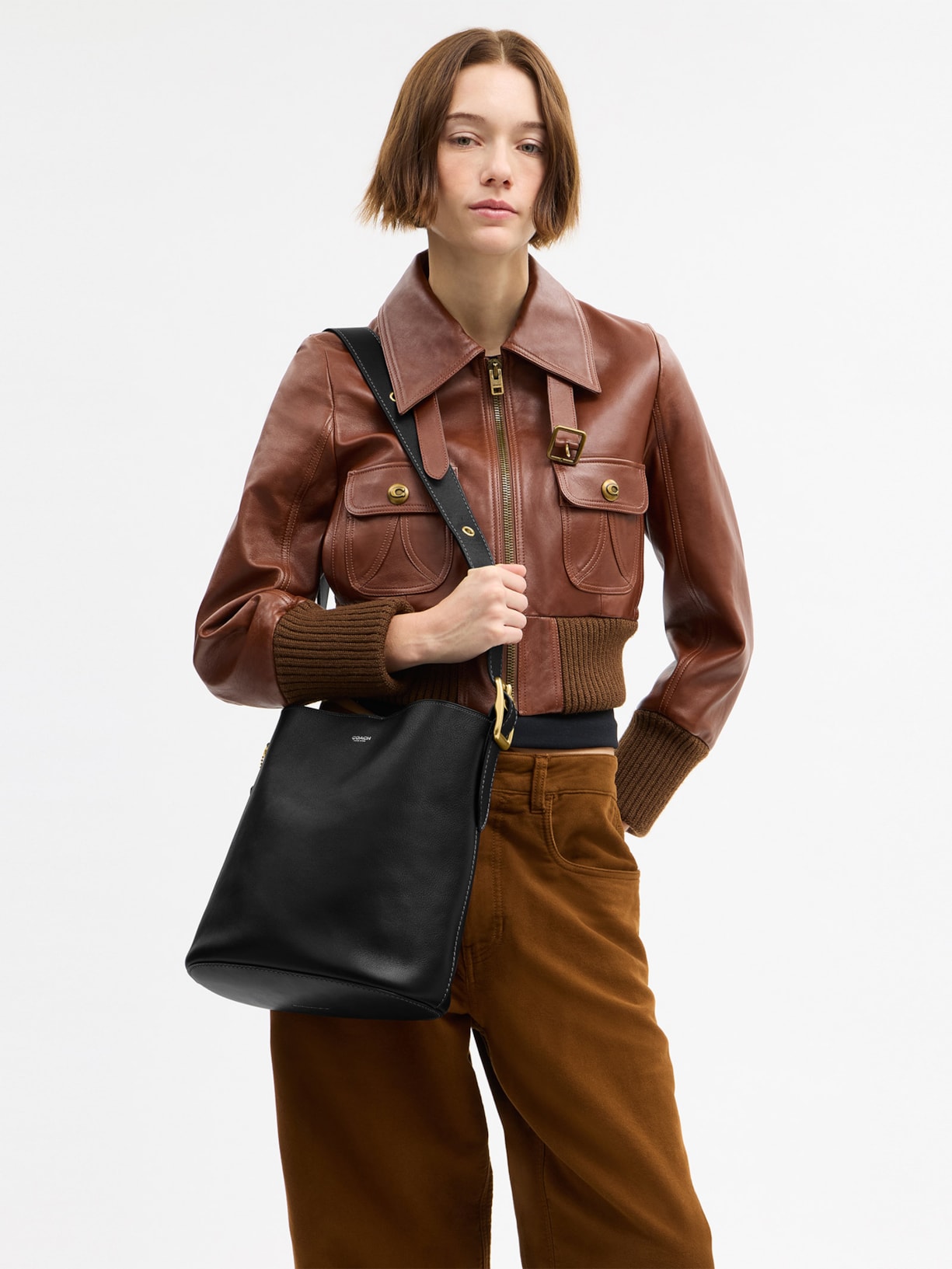 Bolsa Feminina Bleecker Bucket Média  Preto Coach